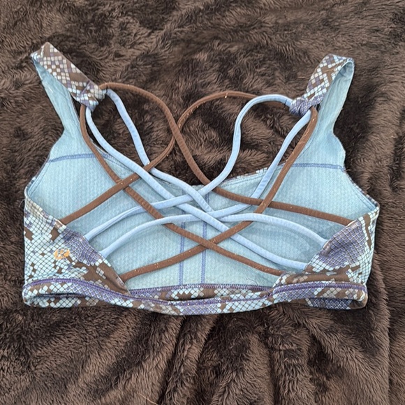 Blue Patterned Women's Sports Bra - Picture 2 of 2